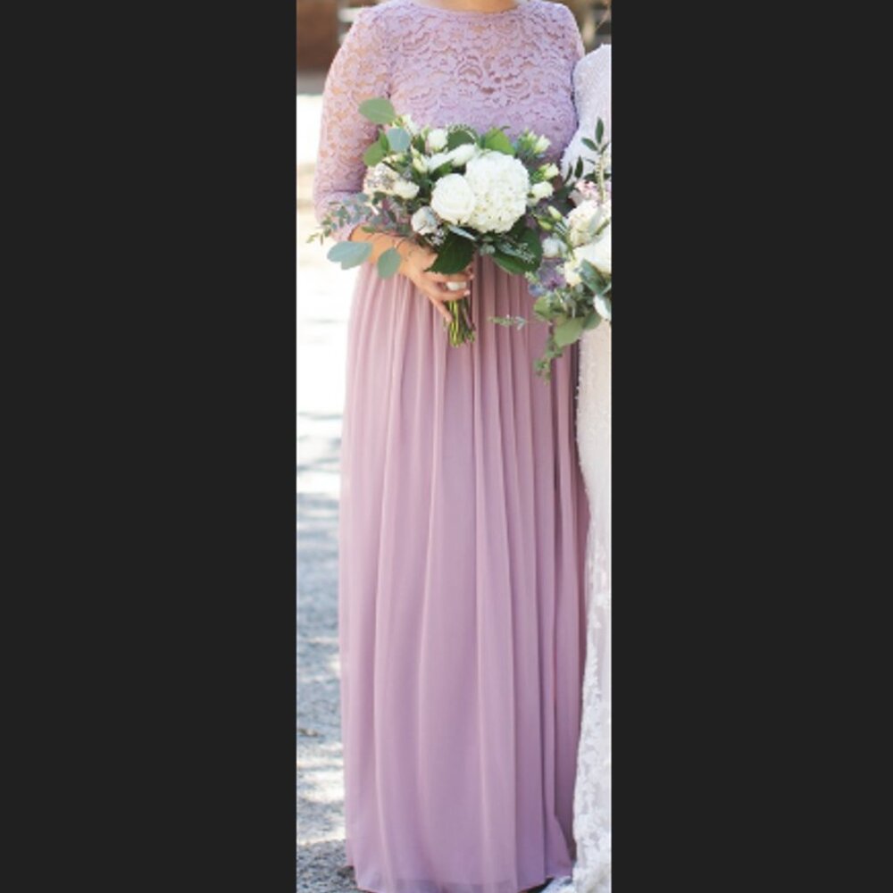 Bridesmaid Dress - David's Bridal - 3/4-Sleeve Illusion Lace and Mesh